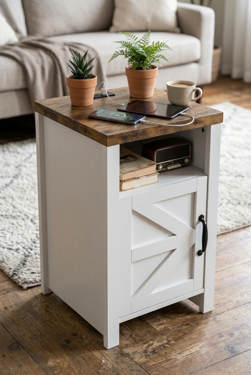 Artful Harmony: How to Style the Modern Wood Accent Table With Charging Station