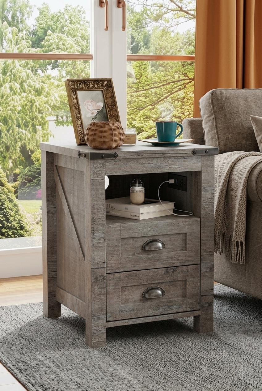 How to Style a Rustic Side Piece with Modern Utility
