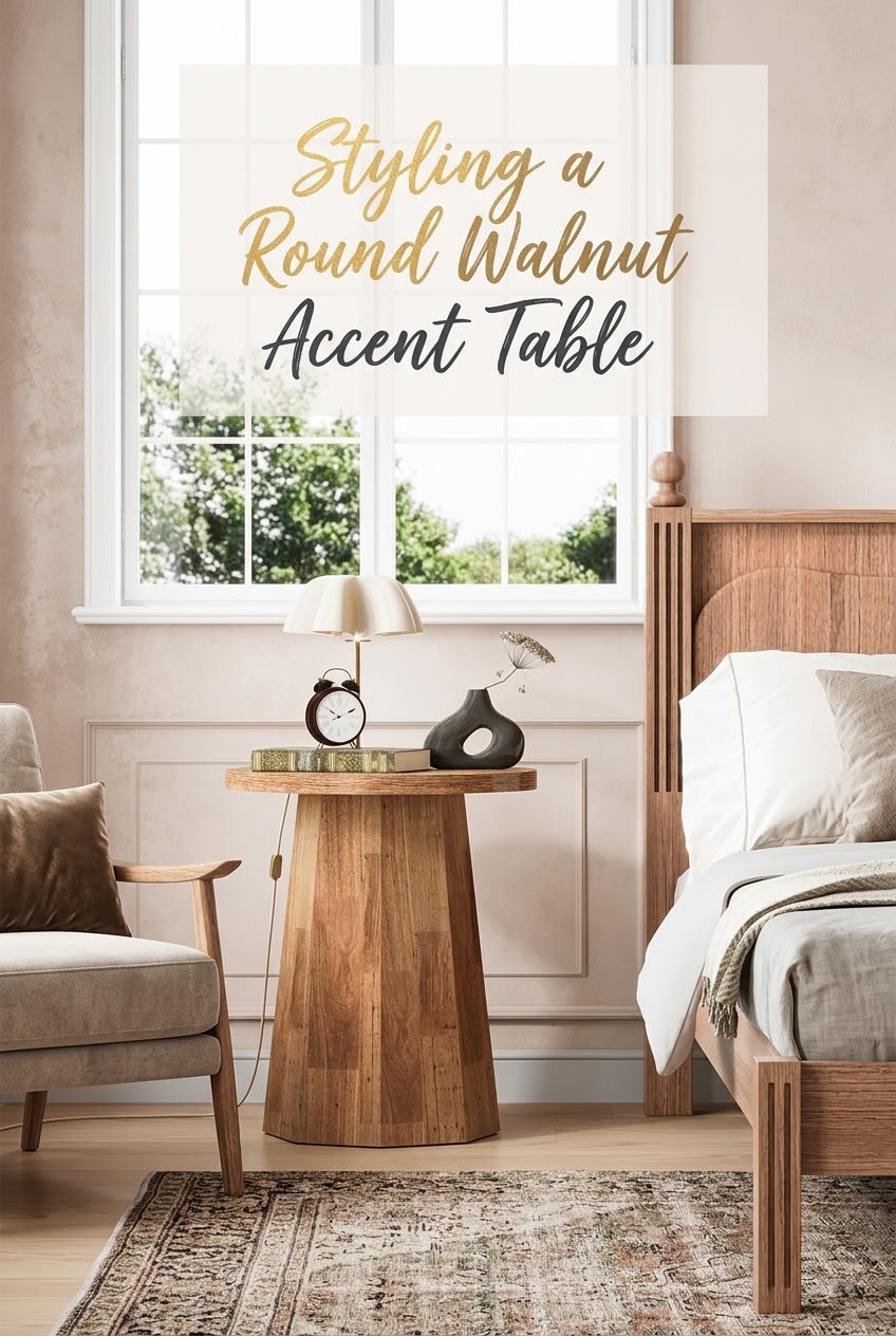 Sculptural Warmth: How to Style a Round Walnut Accent Table in the Modern Living Room