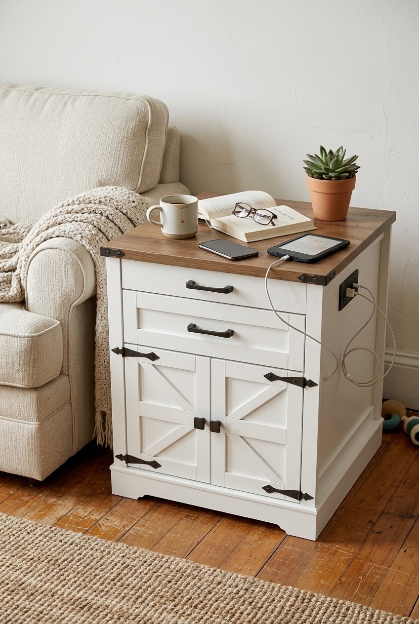Elevating the Everyday: How to Style a Farmhouse End Table With Built-In Charging Station