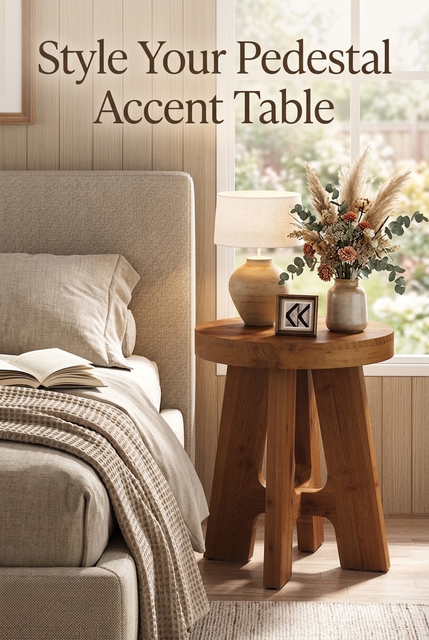 The Art of the Pedestal: How to Style a Rustic Round Accent Table