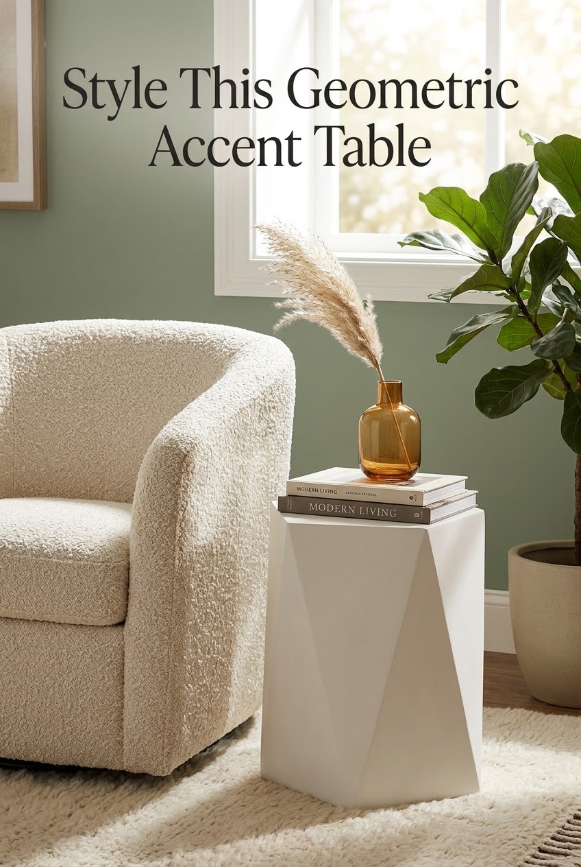 Sculptural Geometry: How to Style the Ivy Bronx Nexovo Fiberstone Accent Table